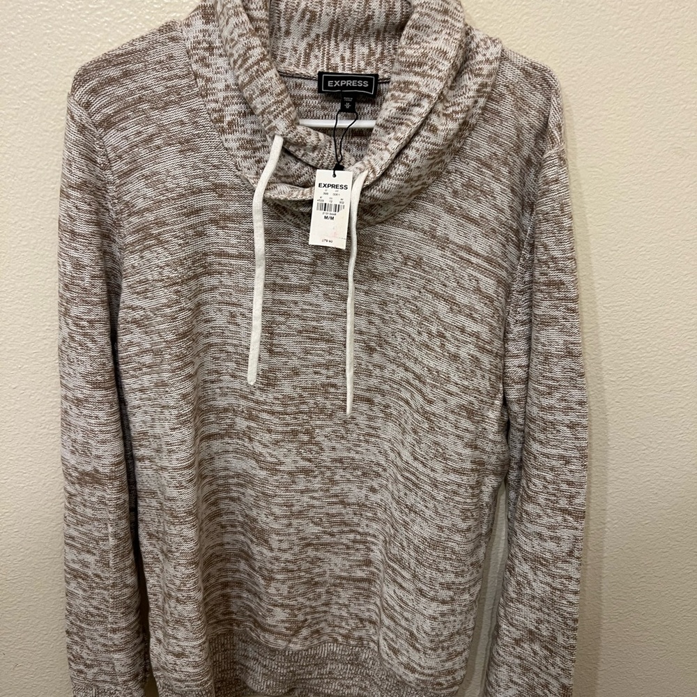 Express Men's Marled Tan Turtleneck Sweater